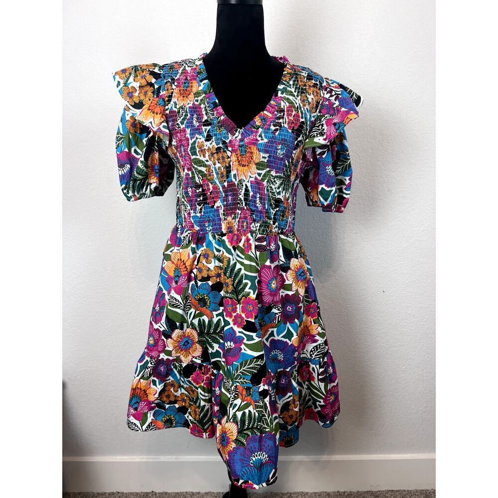 Charming Sugarlips Santa Elena Smocked Mini Dress Large